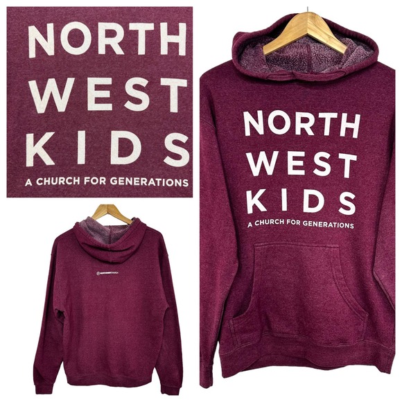 North West Kids Burgundy Hoodie Sweatshirt Size Medium Church For Generations - Picture 1 of 10